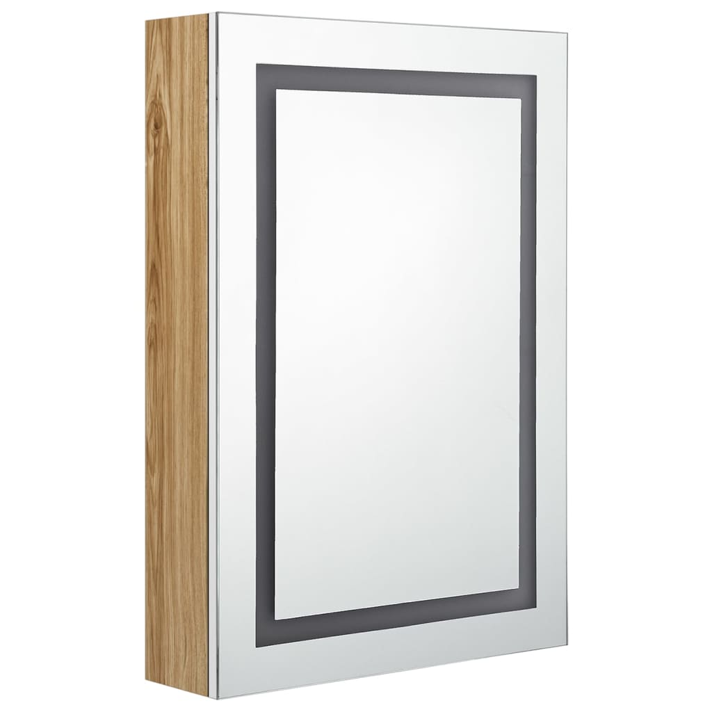 vidaXL Dulap de baie cu oglindă și LED, alb și stejar, 50x13x70 cm vidaXL Dulap de baie cu oglindă și LED, alb și stejar, 50x13x70 cm