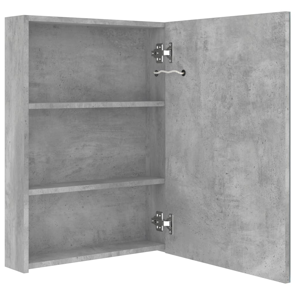 vidaXL Dulap de baie cu oglindă și LED, gri beton, 50x13x70 cm vidaXL Dulap de baie cu oglindă și LED, gri beton, 50x13x70 cm
