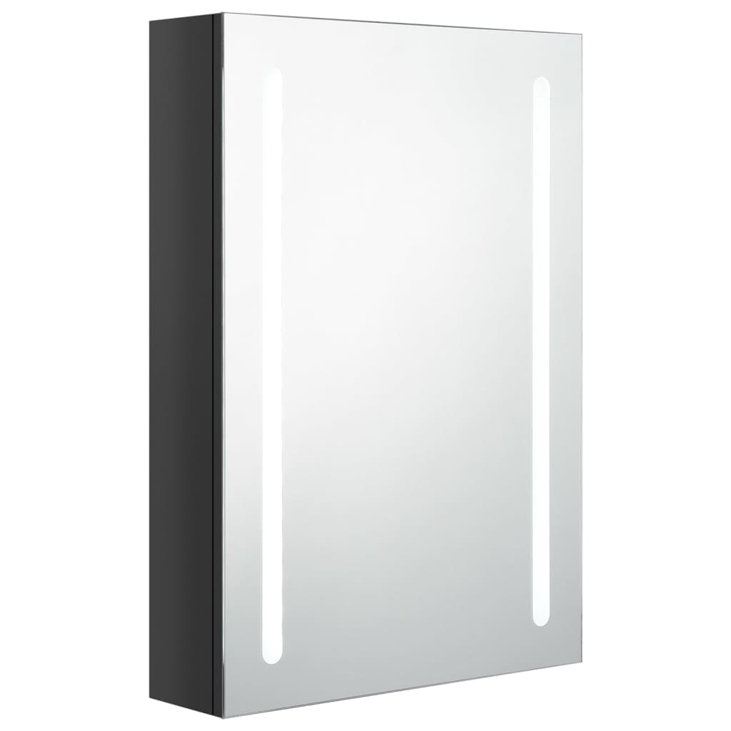 vidaXL Dulap de baie cu oglindă și LED, negru strălucitor, 50x13x70 cm vidaXL Dulap de baie cu oglindă și LED, negru strălucitor, 50x13x70 cm