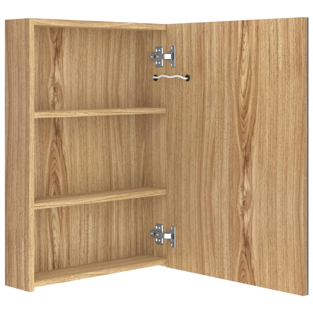vidaXL Dulap de baie cu oglindă și LED, stejar, 50x13x70 cm vidaXL Dulap de baie cu oglindă și LED, stejar, 50x13x70 cm