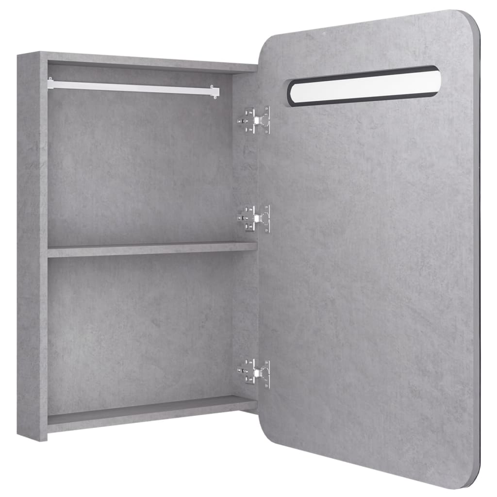 vidaXL Dulap de baie cu oglindă și LED-uri, gri beton, 60x11x80 cm vidaXL Dulap de baie cu oglindă și LED-uri, gri beton, 60x11x80 cm