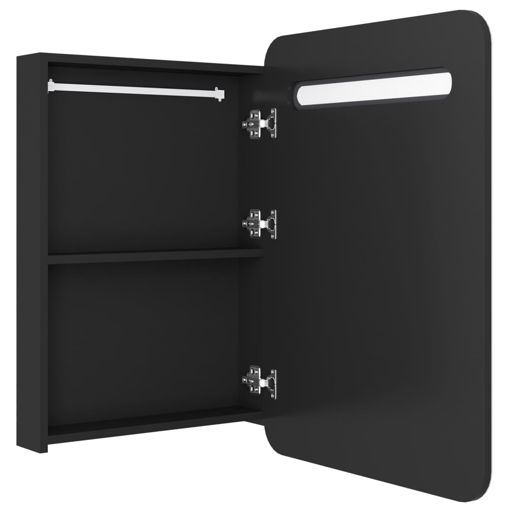 vidaXL Dulap de baie cu oglindă și LED, negru, 60x11x80 cm vidaXL Dulap de baie cu oglindă și LED, negru, 60x11x80 cm