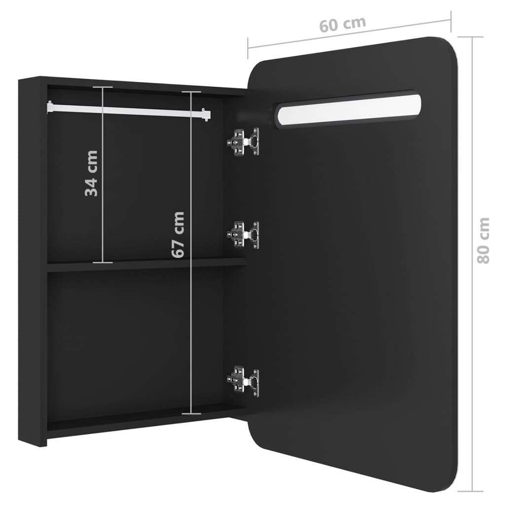 vidaXL Dulap de baie cu oglindă și LED, negru, 60x11x80 cm vidaXL Dulap de baie cu oglindă și LED, negru, 60x11x80 cm