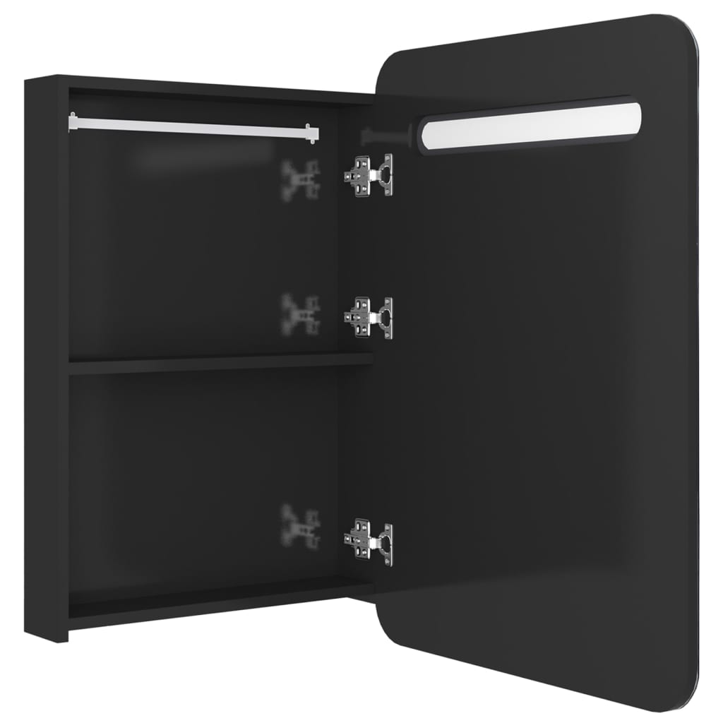 vidaXL Dulap de baie oglindă și LED, negru strălucitor, 60x11x80 cm