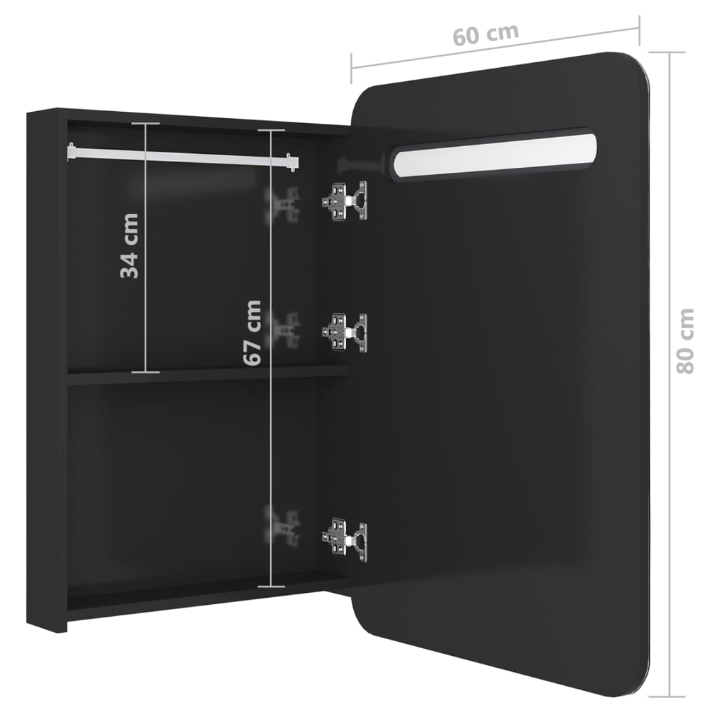vidaXL Dulap de baie oglindă și LED, negru strălucitor, 60x11x80 cm