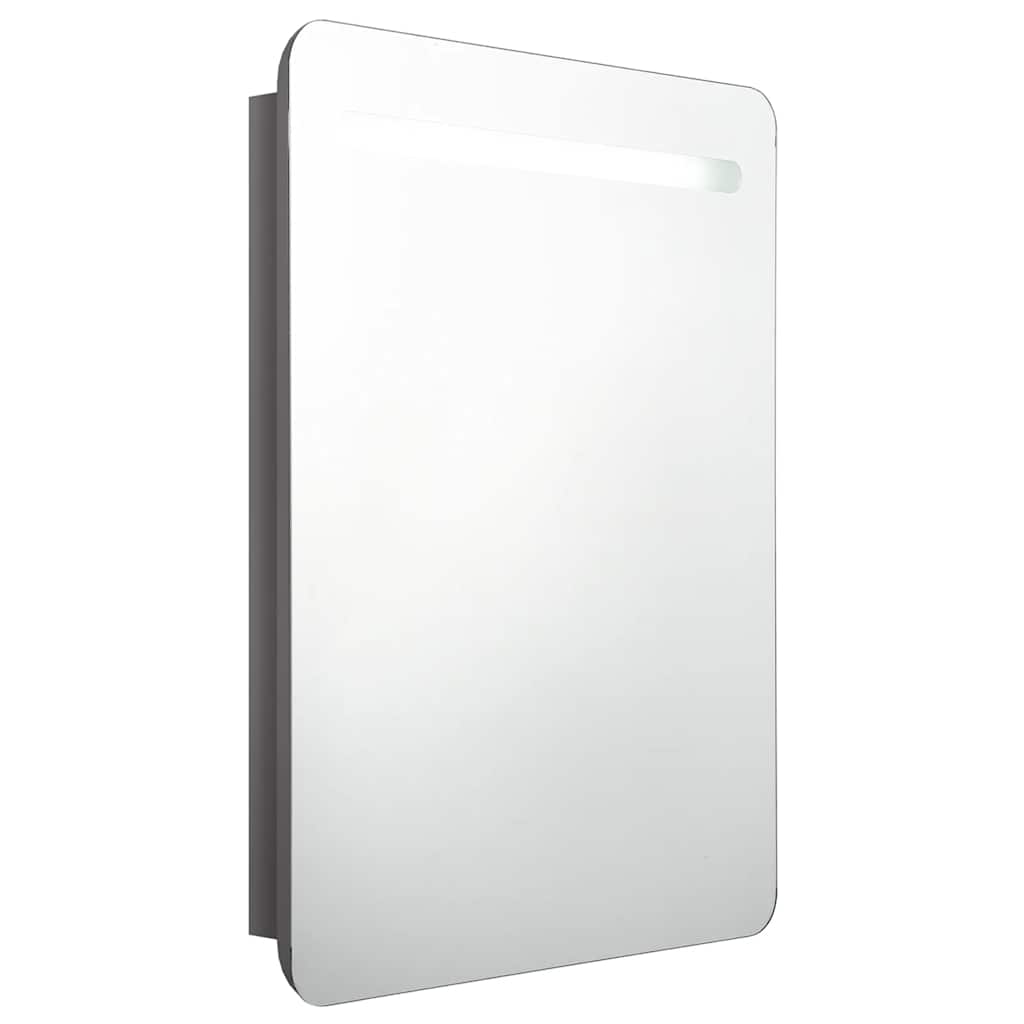 vidaXL Dulap de baie cu oglindă și LED, gri strălucitor, 60x11x80 cm vidaXL Dulap de baie cu oglindă și LED, gri strălucitor, 60x11x80 cm
