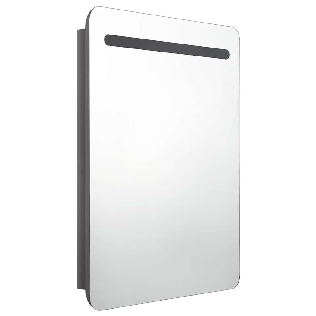 vidaXL Dulap de baie cu oglindă și LED, gri strălucitor, 60x11x80 cm vidaXL Dulap de baie cu oglindă și LED, gri strălucitor, 60x11x80 cm