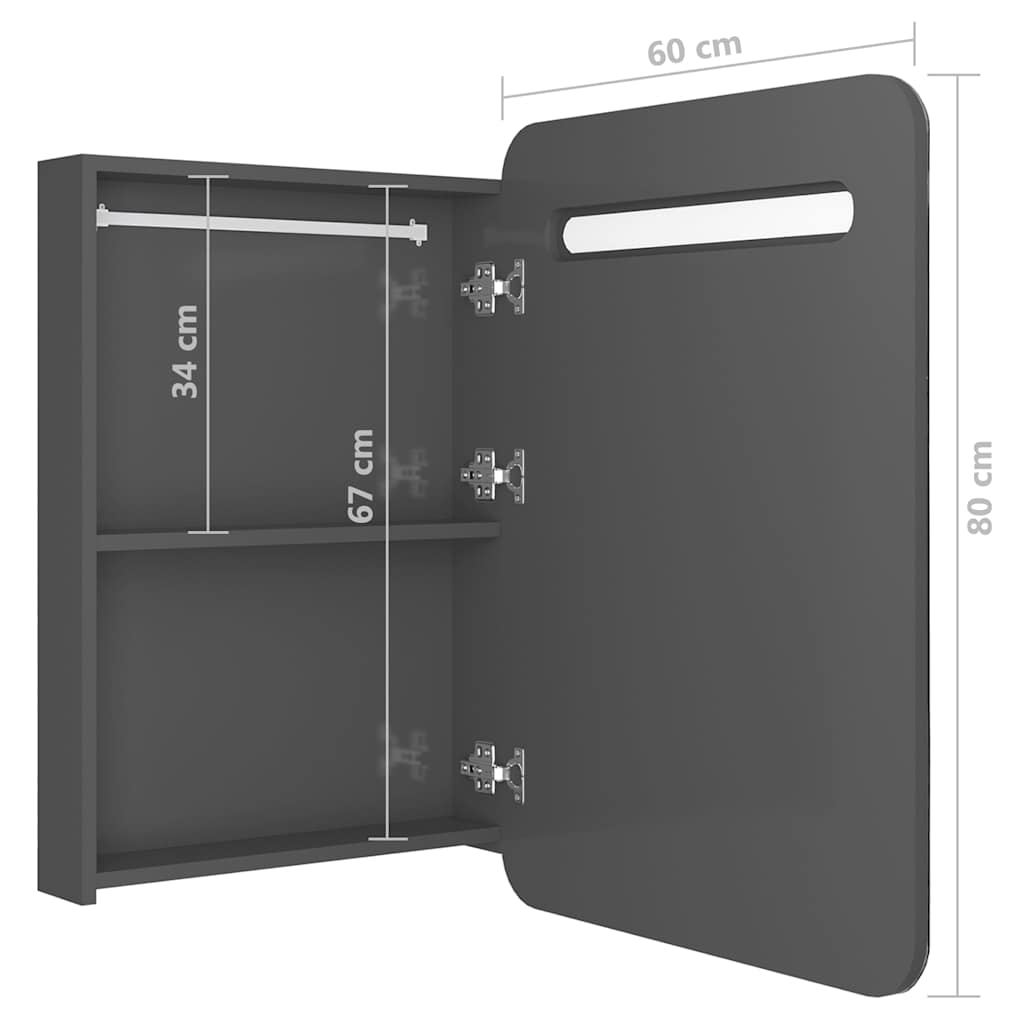 vidaXL Dulap de baie cu oglindă și LED, gri strălucitor, 60x11x80 cm vidaXL Dulap de baie cu oglindă și LED, gri strălucitor, 60x11x80 cm