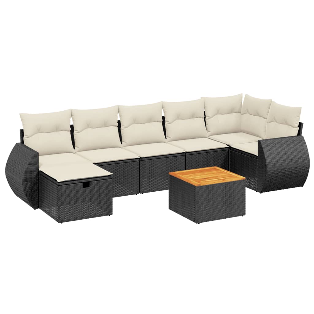 vidaXL Set mobilier de grădină cu perne, 8 piese, negru, poliratan vidaXL Set mobilier de grădină cu perne, 8 piese, negru, poliratan