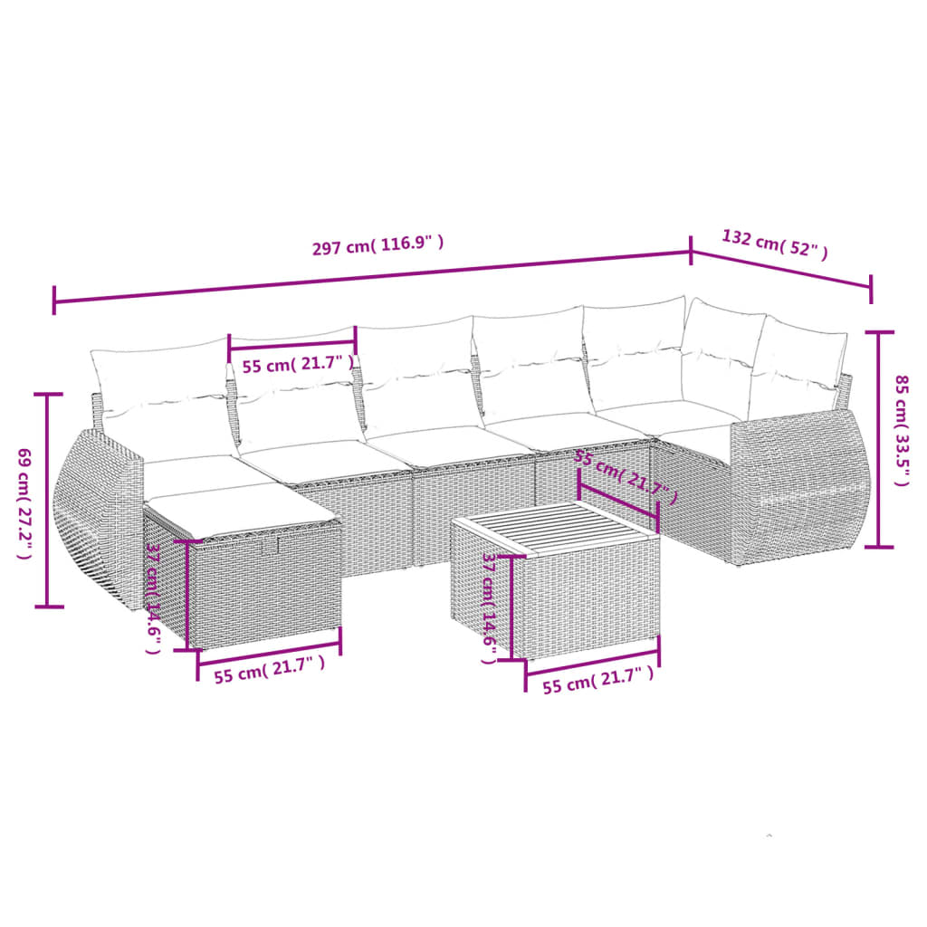 vidaXL Set mobilier de grădină cu perne, 8 piese, negru, poliratan vidaXL Set mobilier de grădină cu perne, 8 piese, negru, poliratan