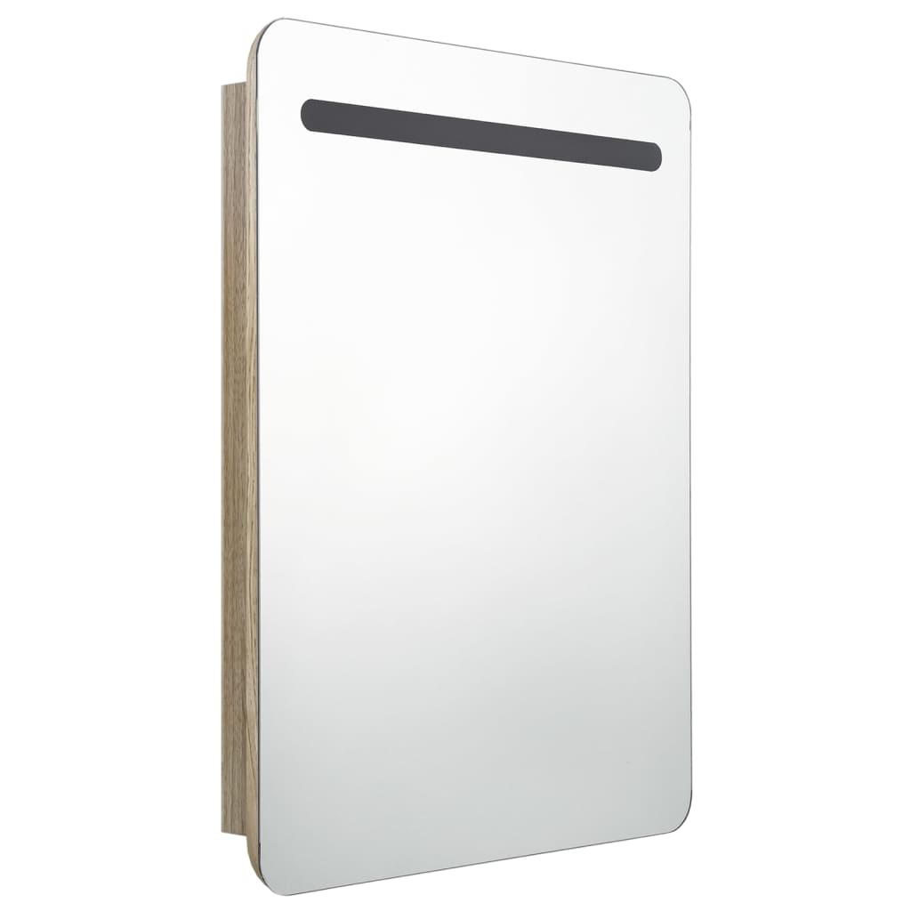 vidaXL Dulap de baie cu oglindă și LED, stejar, 60x11x80 cm vidaXL Dulap de baie cu oglindă și LED, stejar, 60x11x80 cm