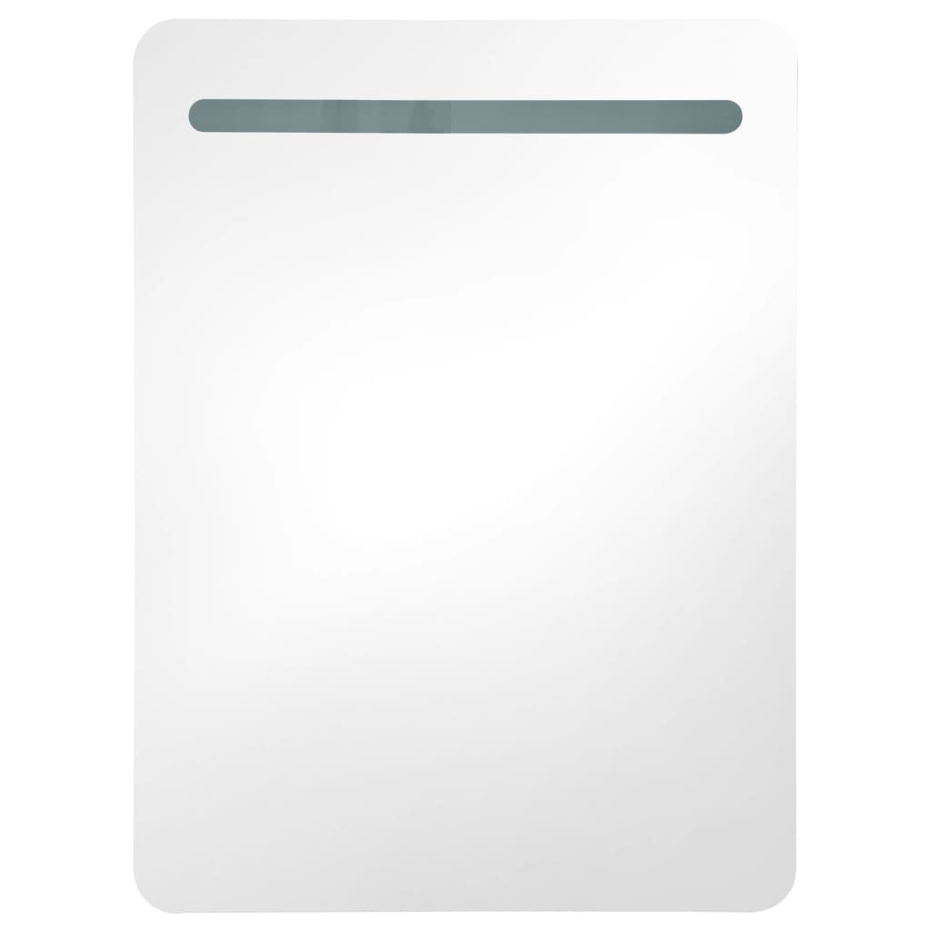 vidaXL Dulap de baie cu oglindă și LED, alb și stejar, 60x11x80 cm vidaXL Dulap de baie cu oglindă și LED, alb și stejar, 60x11x80 cm