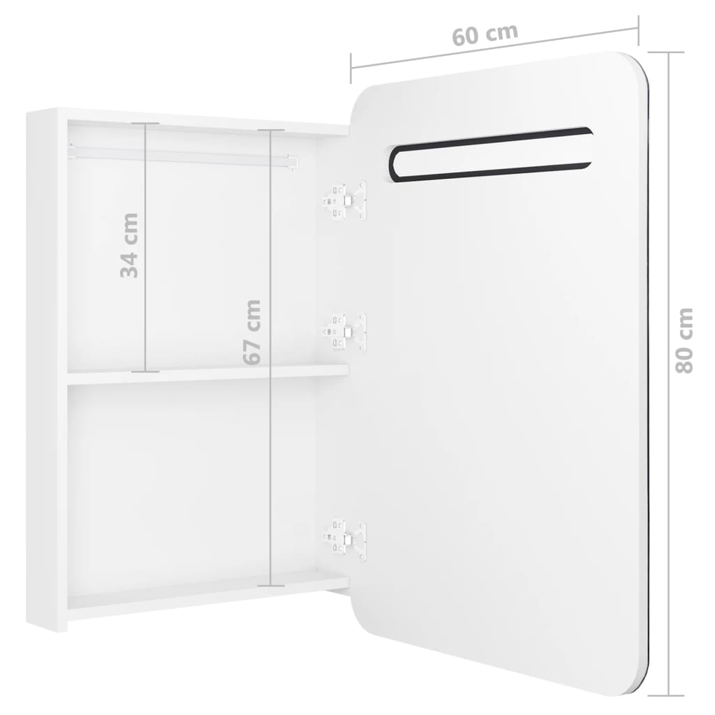 vidaXL Dulap de baie oglindă și LED, alb strălucitor, 60x11x80 cm