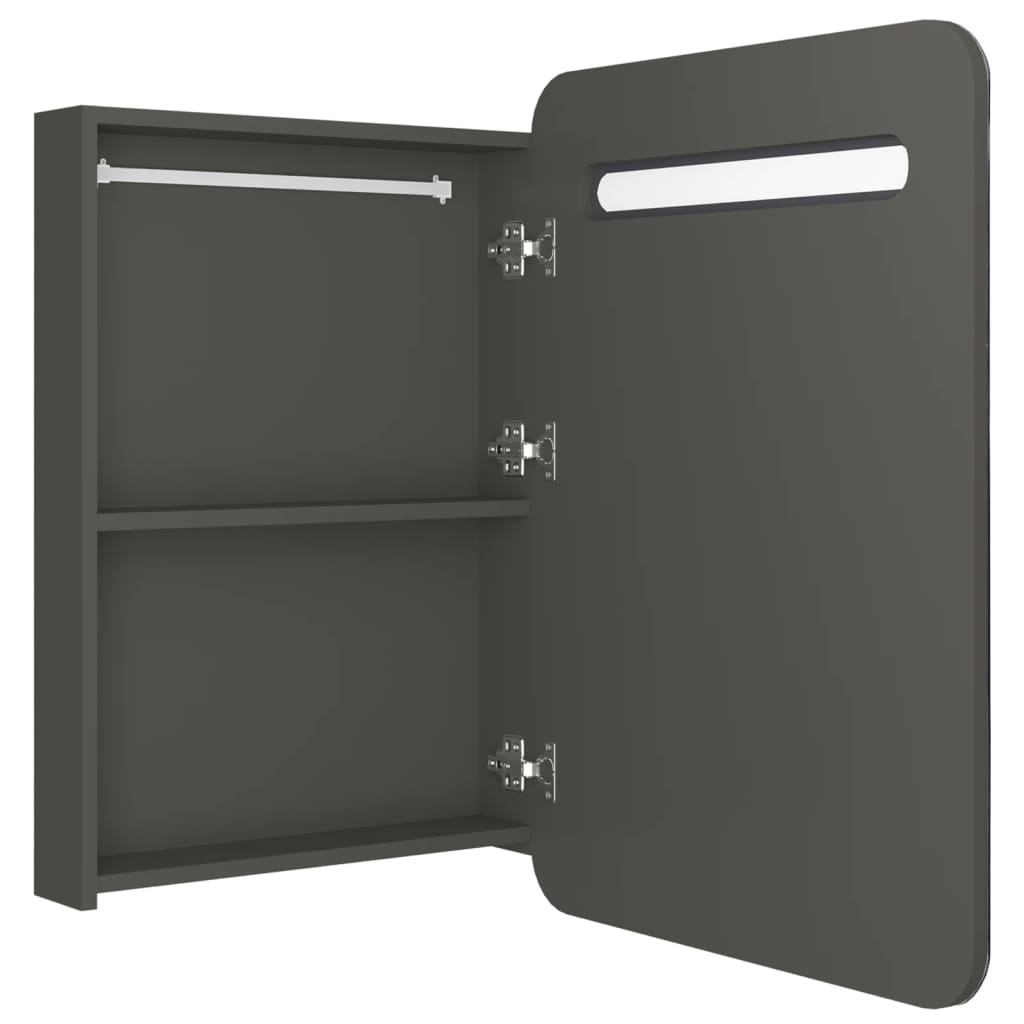 vidaXL Dulap de baie cu oglindă și LED, antracit, 60x11x80 cm vidaXL Dulap de baie cu oglindă și LED, antracit, 60x11x80 cm