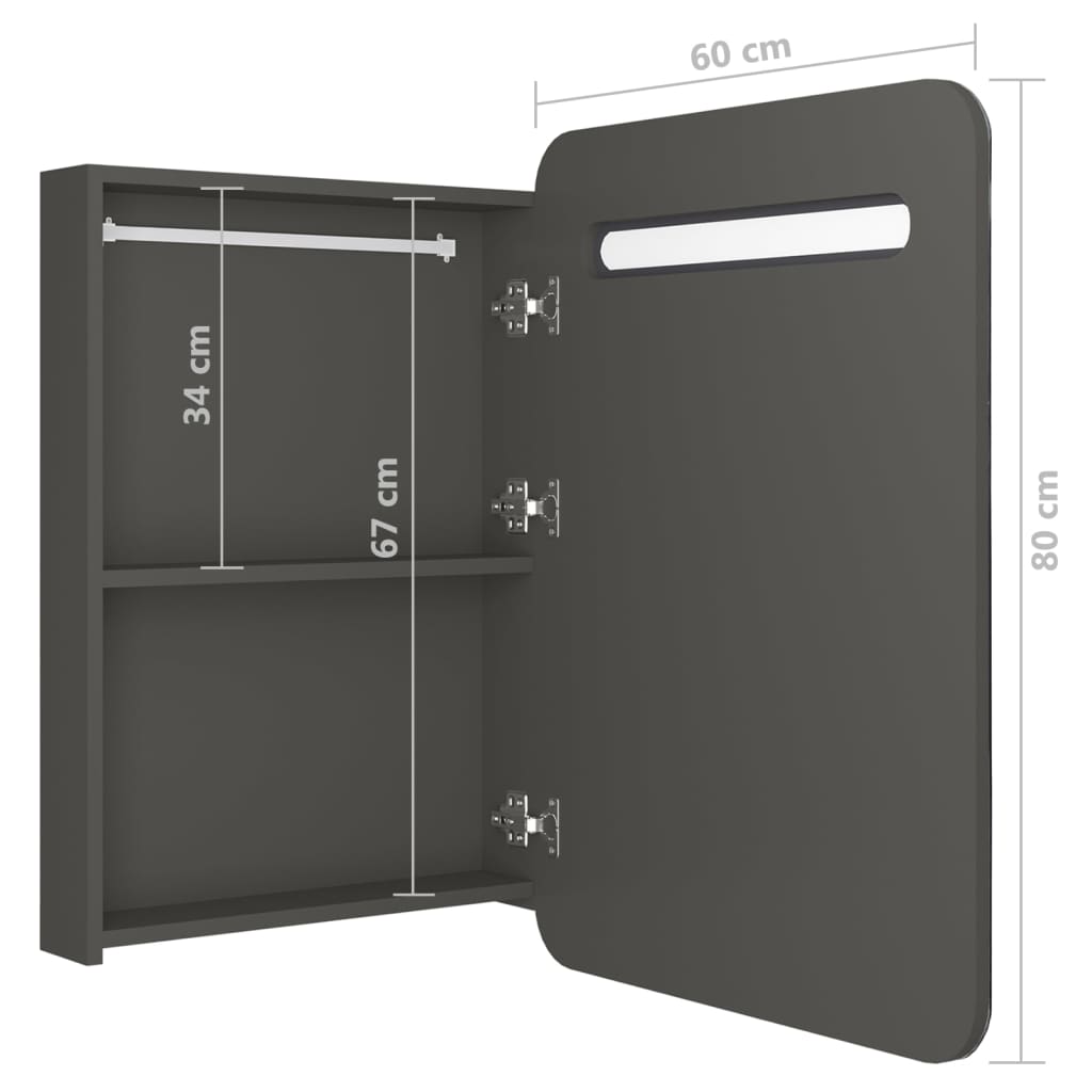 vidaXL Dulap de baie cu oglindă și LED, antracit, 60x11x80 cm vidaXL Dulap de baie cu oglindă și LED, antracit, 60x11x80 cm