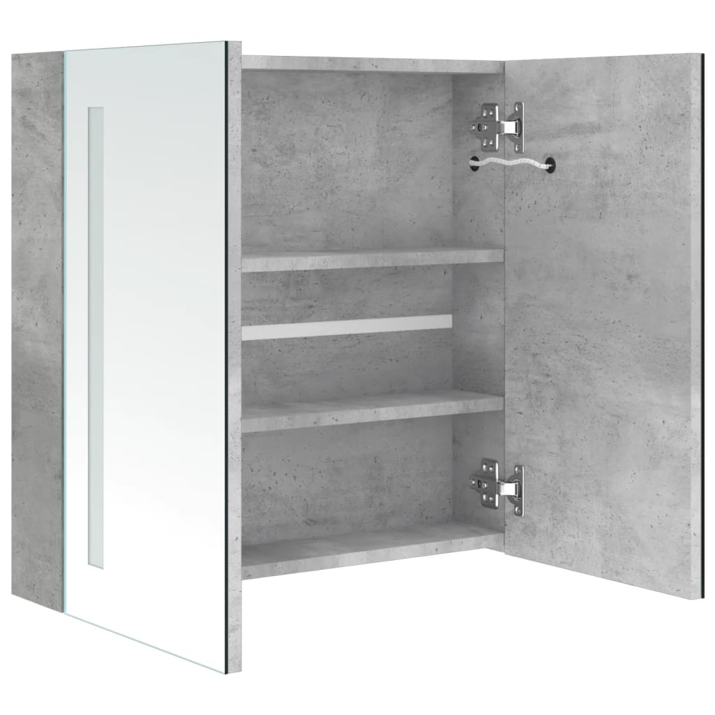 vidaXL Dulap de baie cu oglindă și LED, gri beton, 62x14x60 cm vidaXL Dulap de baie cu oglindă și LED, gri beton, 62x14x60 cm
