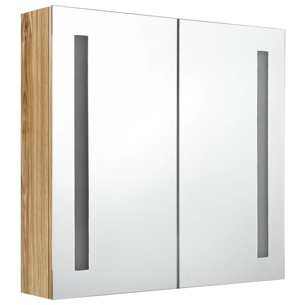 vidaXL Dulap de baie cu oglindă și LED, stejar, 62x14x60 cm vidaXL Dulap de baie cu oglindă și LED, stejar, 62x14x60 cm
