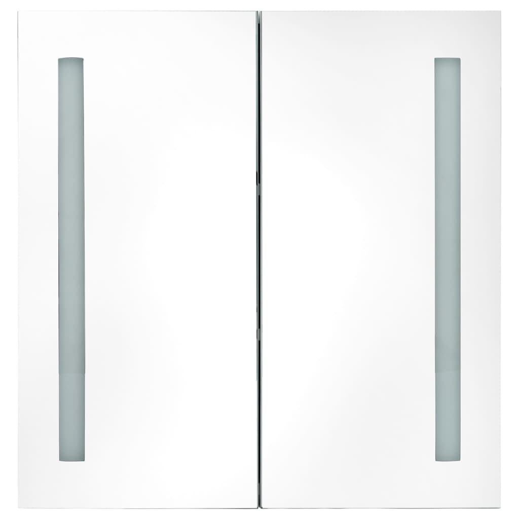 vidaXL Dulap de baie cu oglindă și LED, alb și stejar, 62x14x60 cm vidaXL Dulap de baie cu oglindă și LED, alb și stejar, 62x14x60 cm
