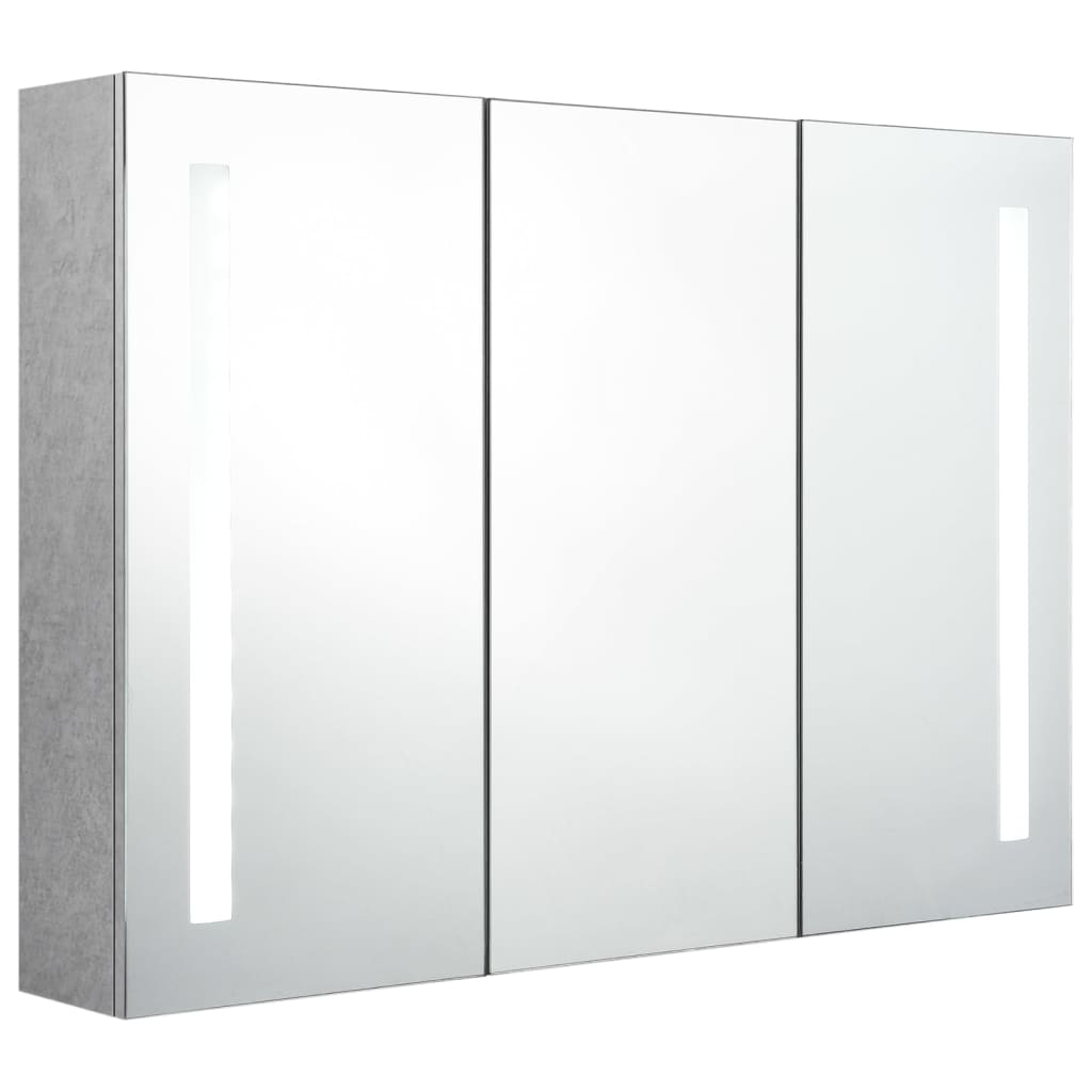 vidaXL Dulap de baie cu oglindă și LED, gri beton, 89x14x62 cm vidaXL Dulap de baie cu oglindă și LED, gri beton, 89x14x62 cm