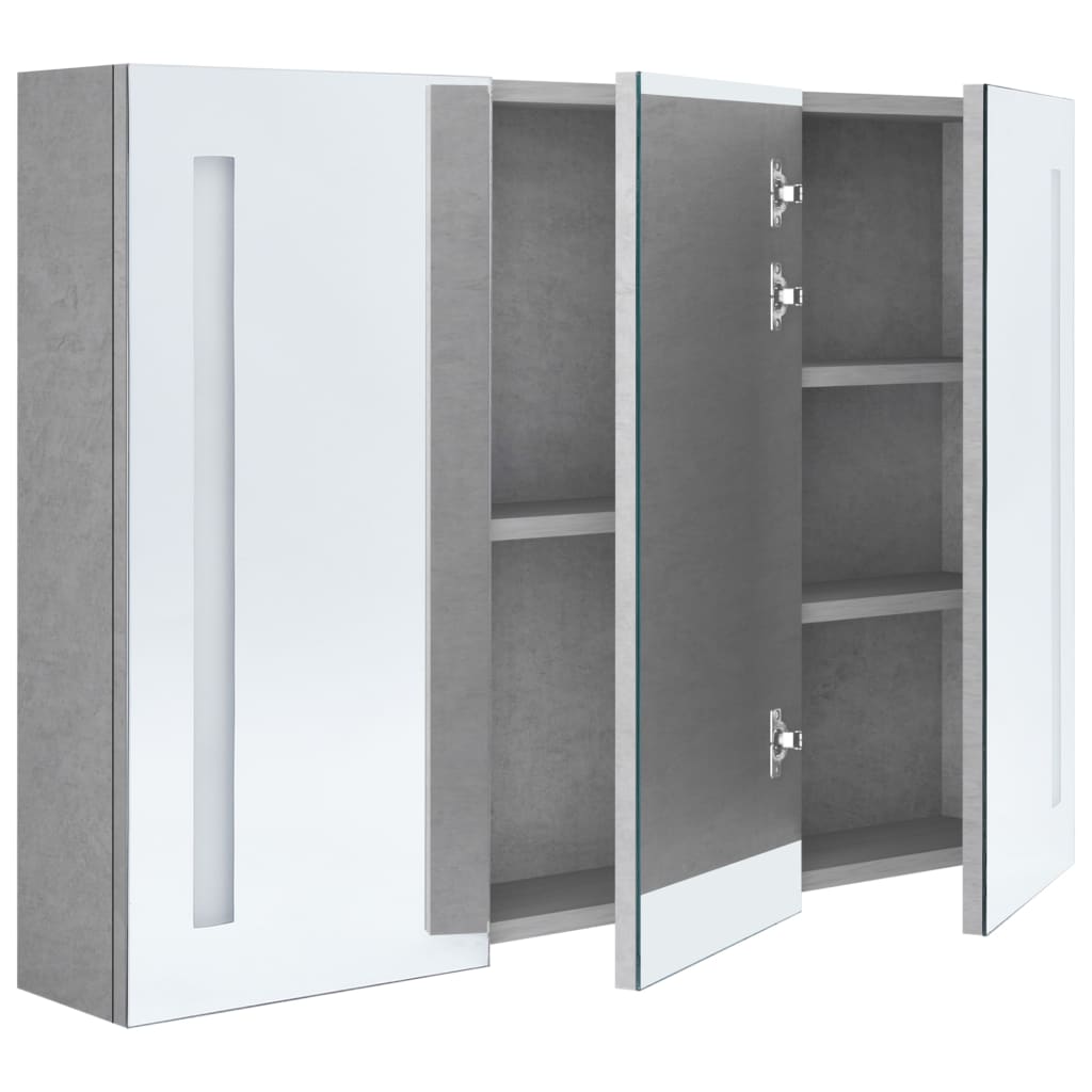vidaXL Dulap de baie cu oglindă și LED, gri beton, 89x14x62 cm vidaXL Dulap de baie cu oglindă și LED, gri beton, 89x14x62 cm