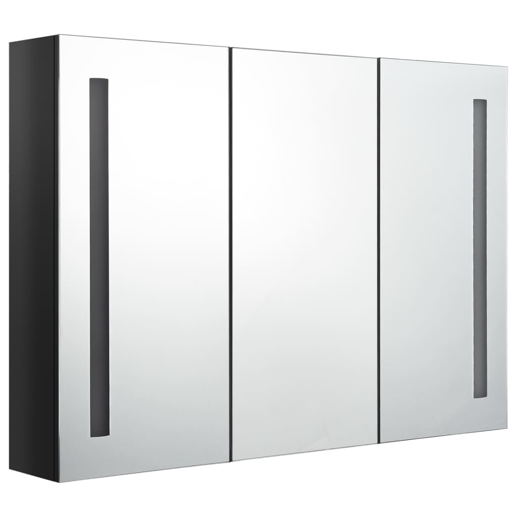 vidaXL Dulap de baie cu oglindă și LED, negru strălucitor, 89x14x62 cm vidaXL Dulap de baie cu oglindă și LED, negru strălucitor, 89x14x62 cm