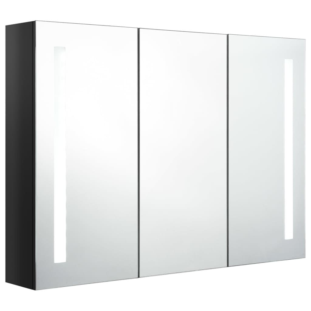 vidaXL Dulap de baie cu oglindă și LED, negru strălucitor, 89x14x62 cm vidaXL Dulap de baie cu oglindă și LED, negru strălucitor, 89x14x62 cm