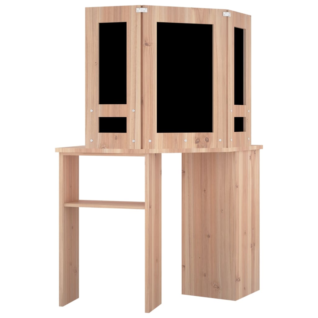 vidaXL Masă de toaletă de colț cu LED, stejar, 111x54x141,5 cm