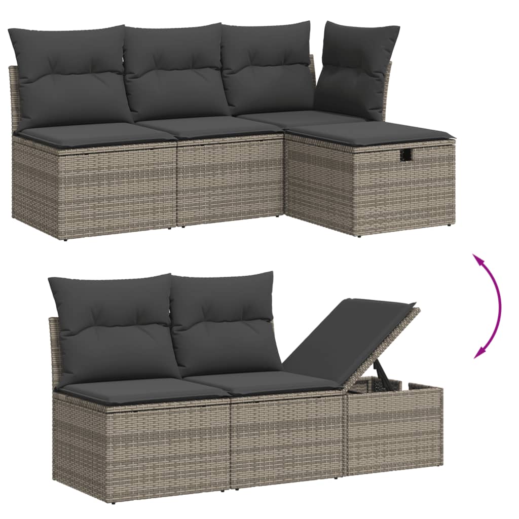 vidaXL Set canapea de grădină cu perne, 5 piese, gri, poliratan vidaXL Set canapea de grădină cu perne, 5 piese, gri, poliratan