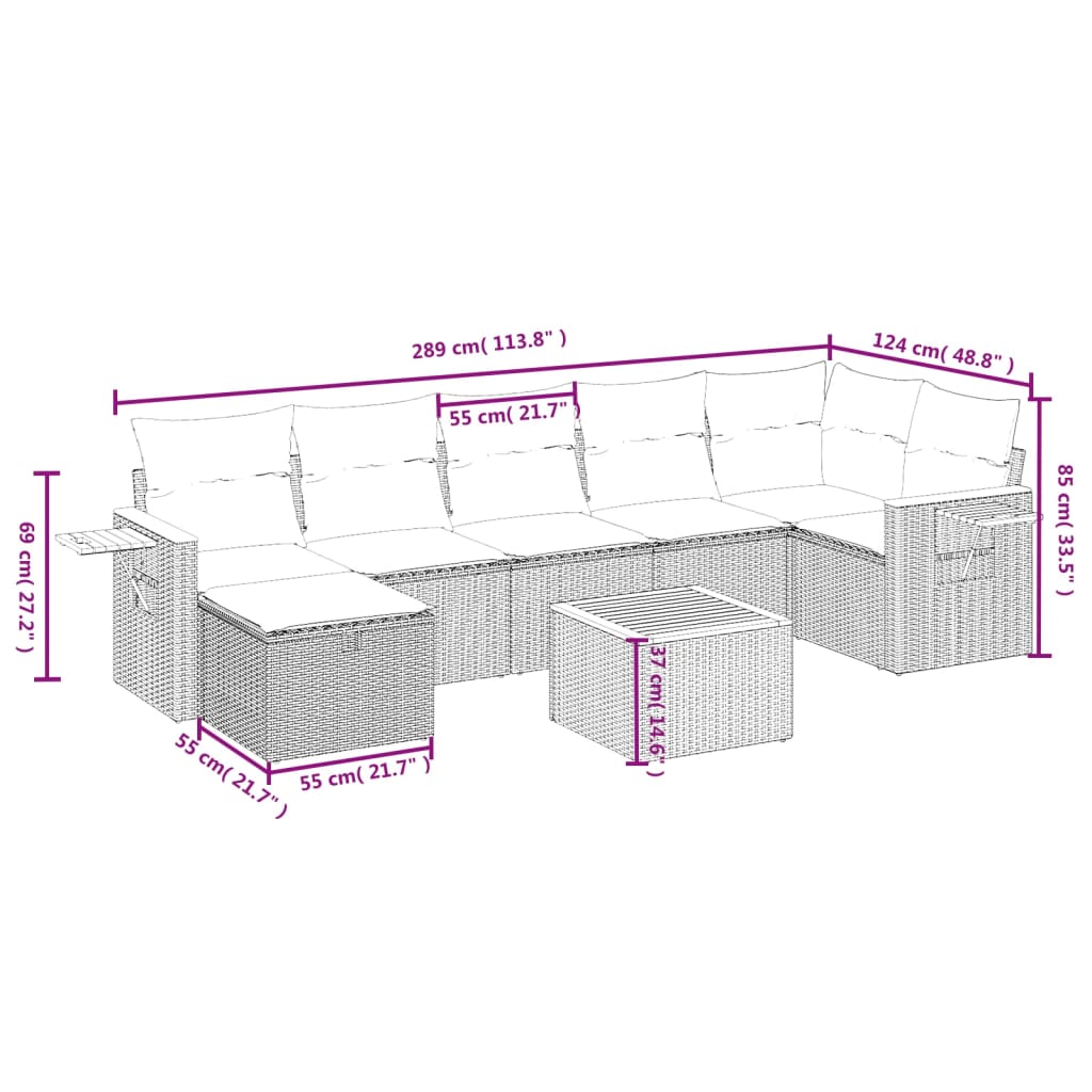 vidaXL Set mobilier de grădină cu perne, 8 piese, negru, poliratan vidaXL Set mobilier de grădină cu perne, 8 piese, negru, poliratan