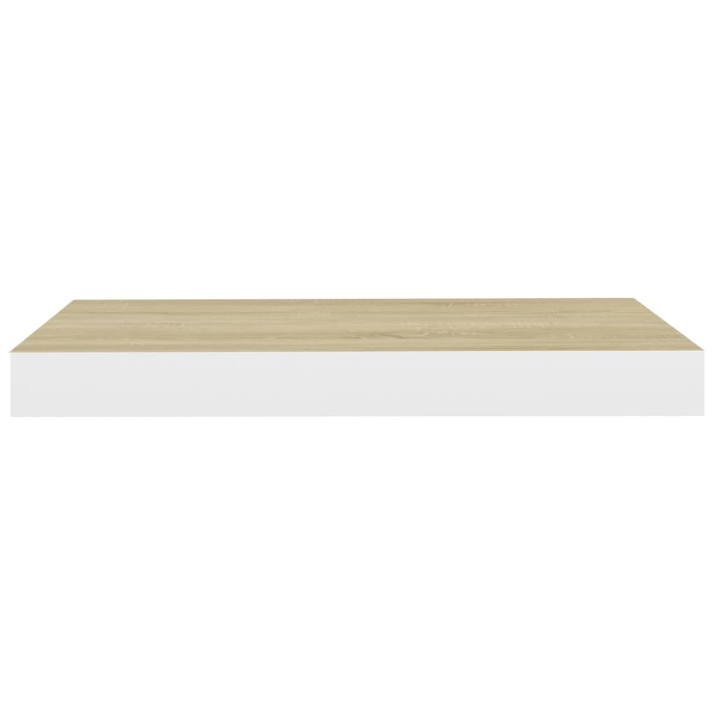 vidaXL Rafturi perete suspendate 2 buc. alb/stejar 50x23x3,8cm MDF vidaXL Rafturi perete suspendate 2 buc. alb/stejar 50x23x3,8cm MDF