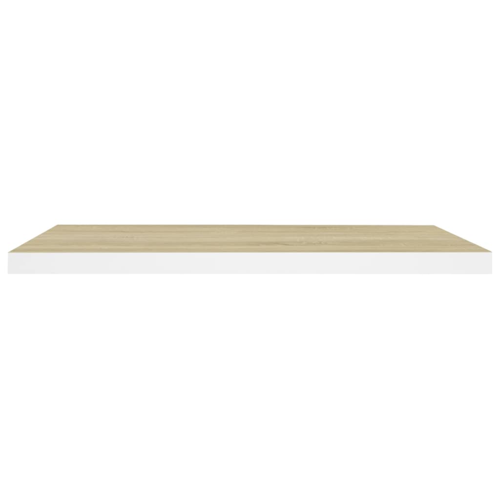 vidaXL Rafturi perete suspendate 4 buc. stejar/alb 80x23,5x3,8 cm, MDF