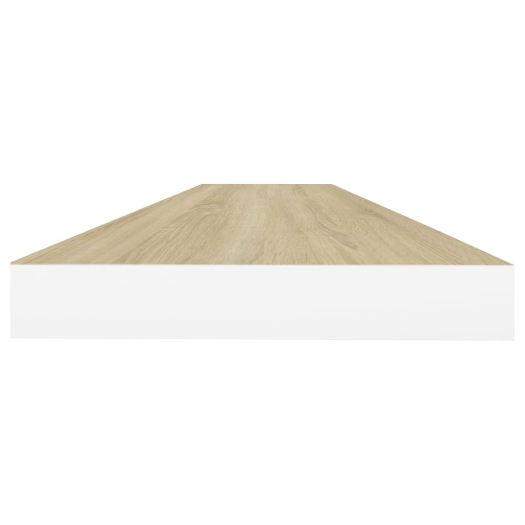 vidaXL Rafturi perete suspendate 2 buc. stejar/alb 90x23,5x3,8 cm MDF