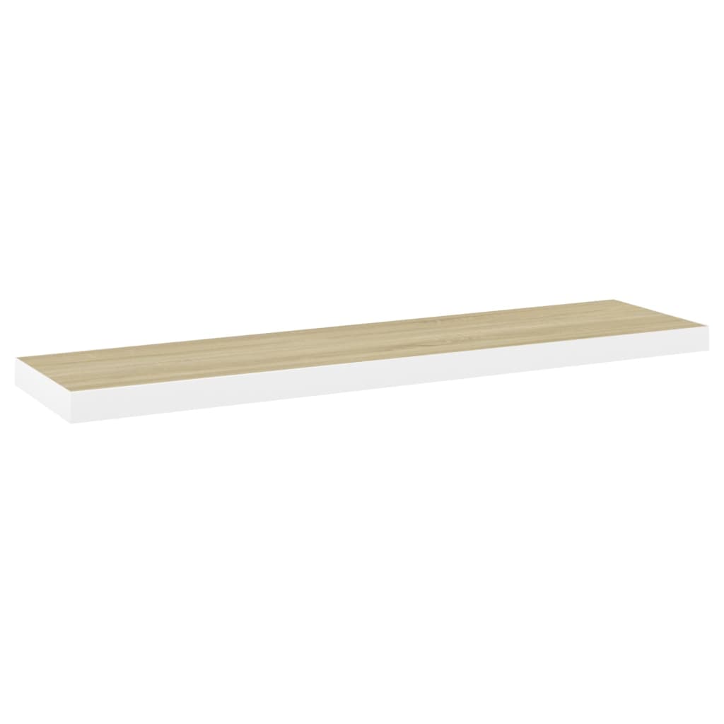 vidaXL Rafturi perete suspendate 2 buc. stejar/alb 120x23,5x3,8 cm MDF vidaXL Rafturi perete suspendate 2 buc. stejar/alb 120x23,5x3,8 cm MDF