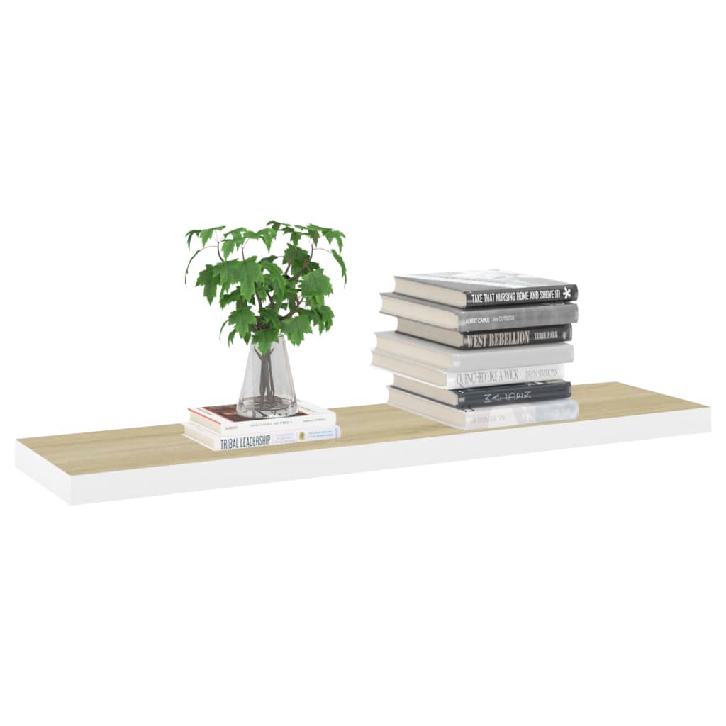 vidaXL Rafturi perete suspendate 4 buc. stejar/alb 120x23,5x3,8 cm MDF
