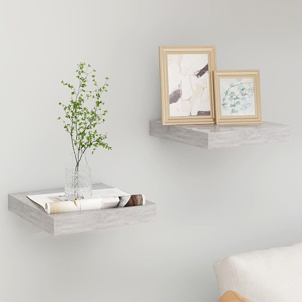 vidaXL Rafturi perete suspendate 2 buc. gri beton 23x23,5x3,8 cm MDF vidaXL Rafturi perete suspendate 2 buc. gri beton 23x23,5x3,8 cm MDF