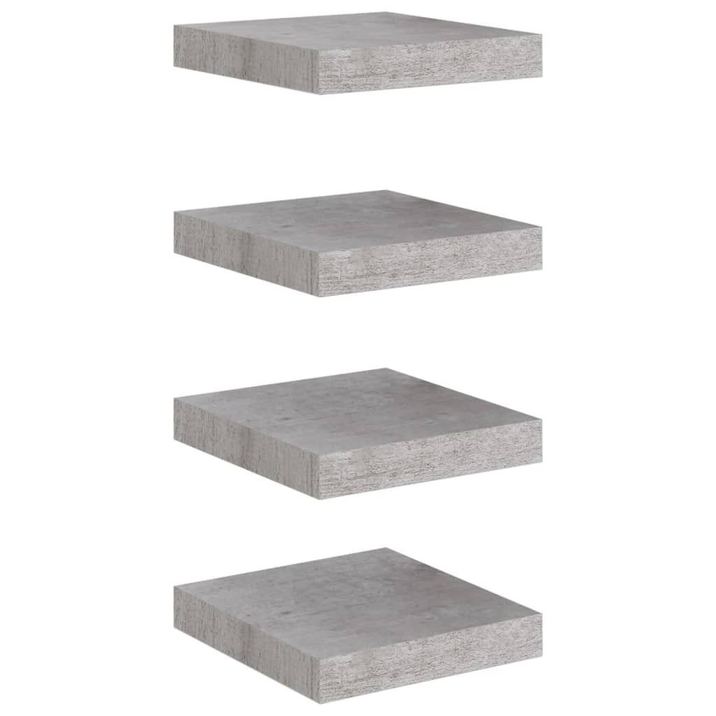 vidaXL Rafturi perete suspendate 4 buc. gri beton 23x23,5x3,8 cm MDF