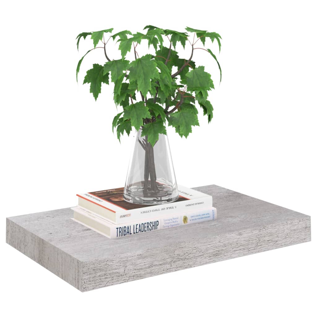 vidaXL Rafturi de perete suspendate 2 buc. gri beton 40x23x3,8 cm MDF