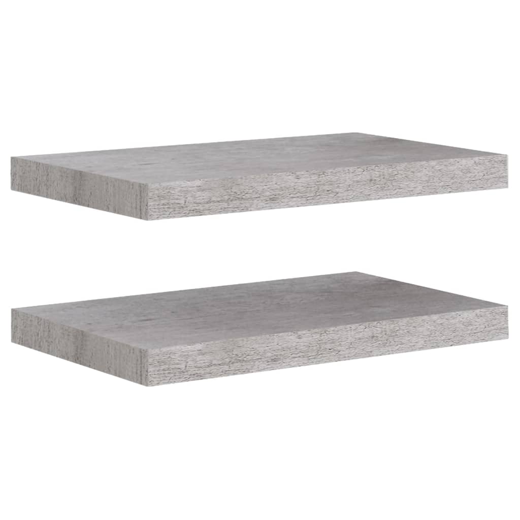 vidaXL Rafturi de perete suspendate 2 buc. gri beton 50x23x3,8 cm MDF