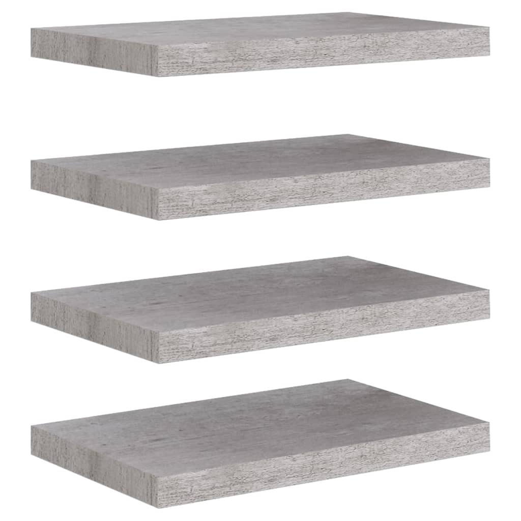 vidaXL Rafturi perete suspendate, 4 buc., gri beton, 50x23x3,8 cm, MDF