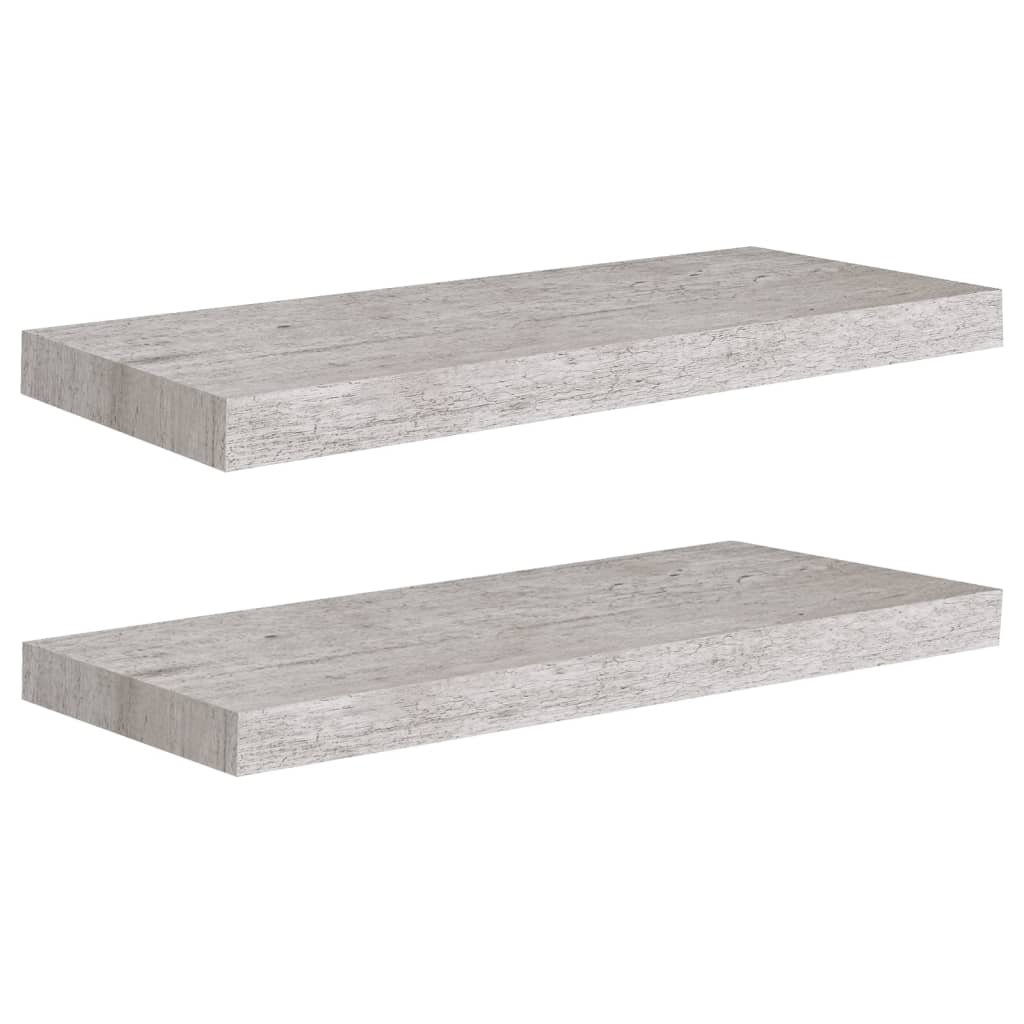 vidaXL Rafturi perete suspendate, 2 buc., gri beton 60x23,5x3,8 cm MDF