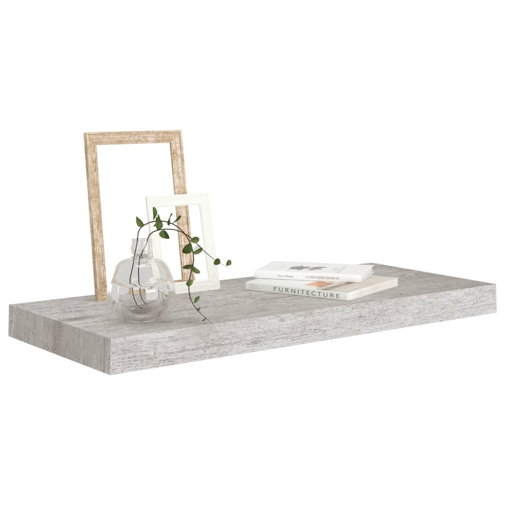 vidaXL Rafturi perete suspendate, 2 buc., gri beton 60x23,5x3,8 cm MDF
