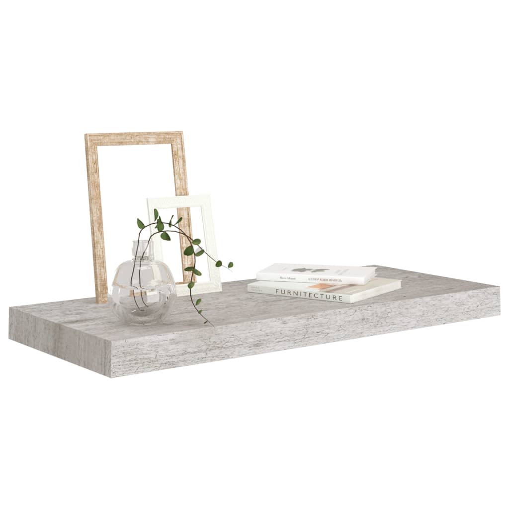 vidaXL Rafturi de perete, 4 buc., gri beton, 60x23,5x3,8 cm, MDF