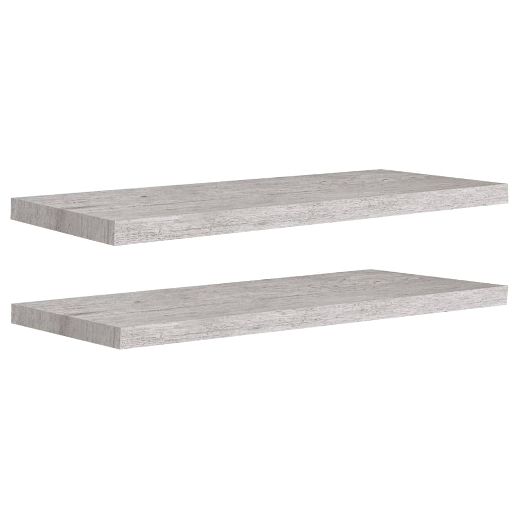 vidaXL Rafturi de perete suspendate,2 buc,gri beton,80x23,5x3,8 cm,MDF