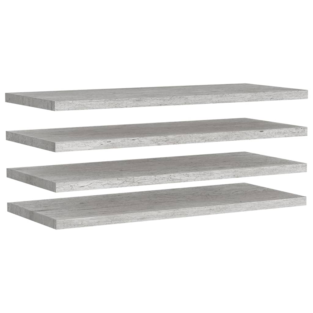 vidaXL Rafturi perete suspendate 4 buc. gri beton 90x23,5x3,8 cm MDF