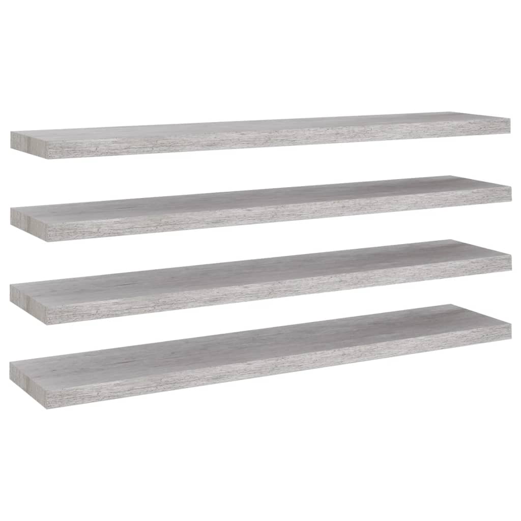 vidaXL Rafturi perete suspendate 4 buc. gri beton 120x23,5x3,8 cm MDF vidaXL Rafturi perete suspendate 4 buc. gri beton 120x23,5x3,8 cm MDF