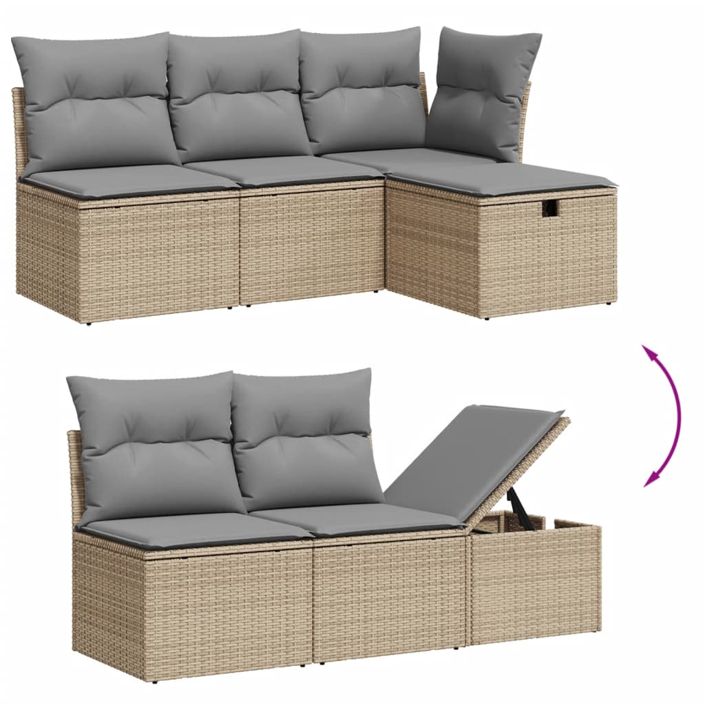 vidaXL Set canapele de grădină cu perne, 10 piese, bej, poliratan
