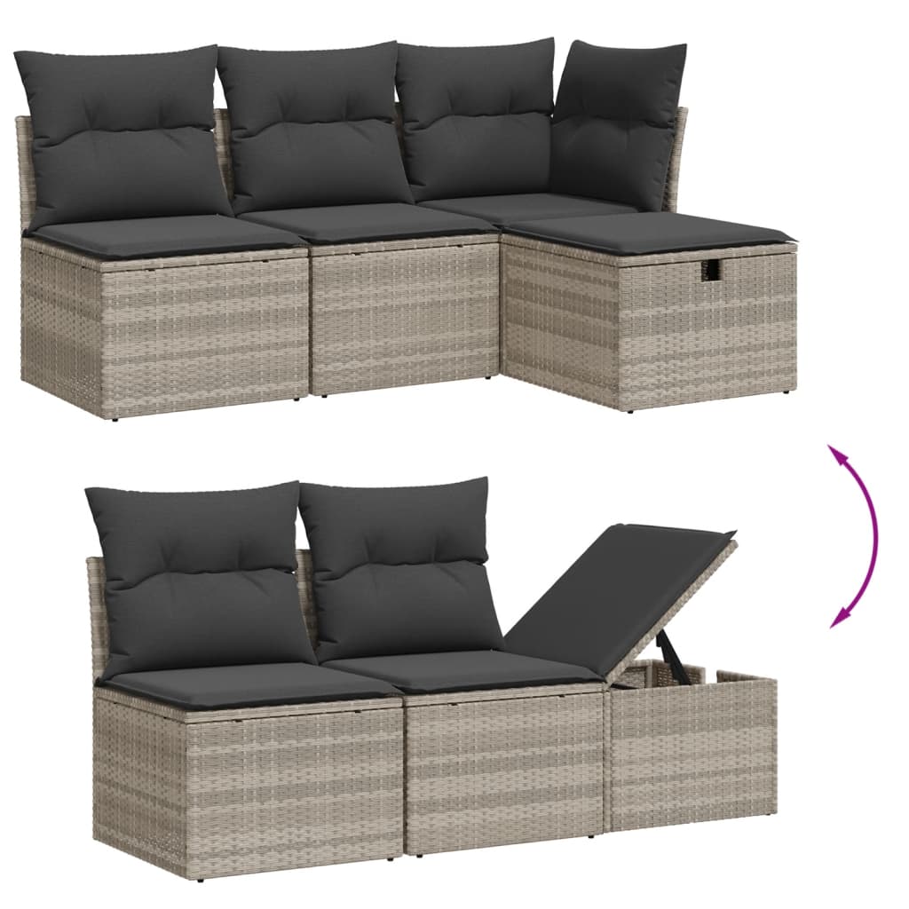 vidaXL Set canapele de grădină cu perne 10 piese gri deschis poliratan vidaXL Set canapele de grădină cu perne 10 piese gri deschis poliratan