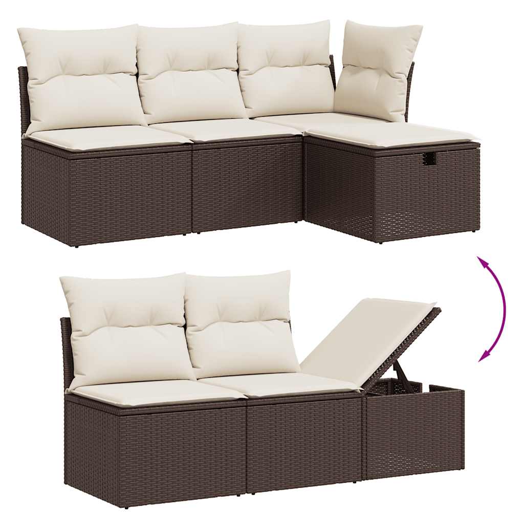 vidaXL Set canapele de grădină cu perne, 10 piese, maro, poliratan