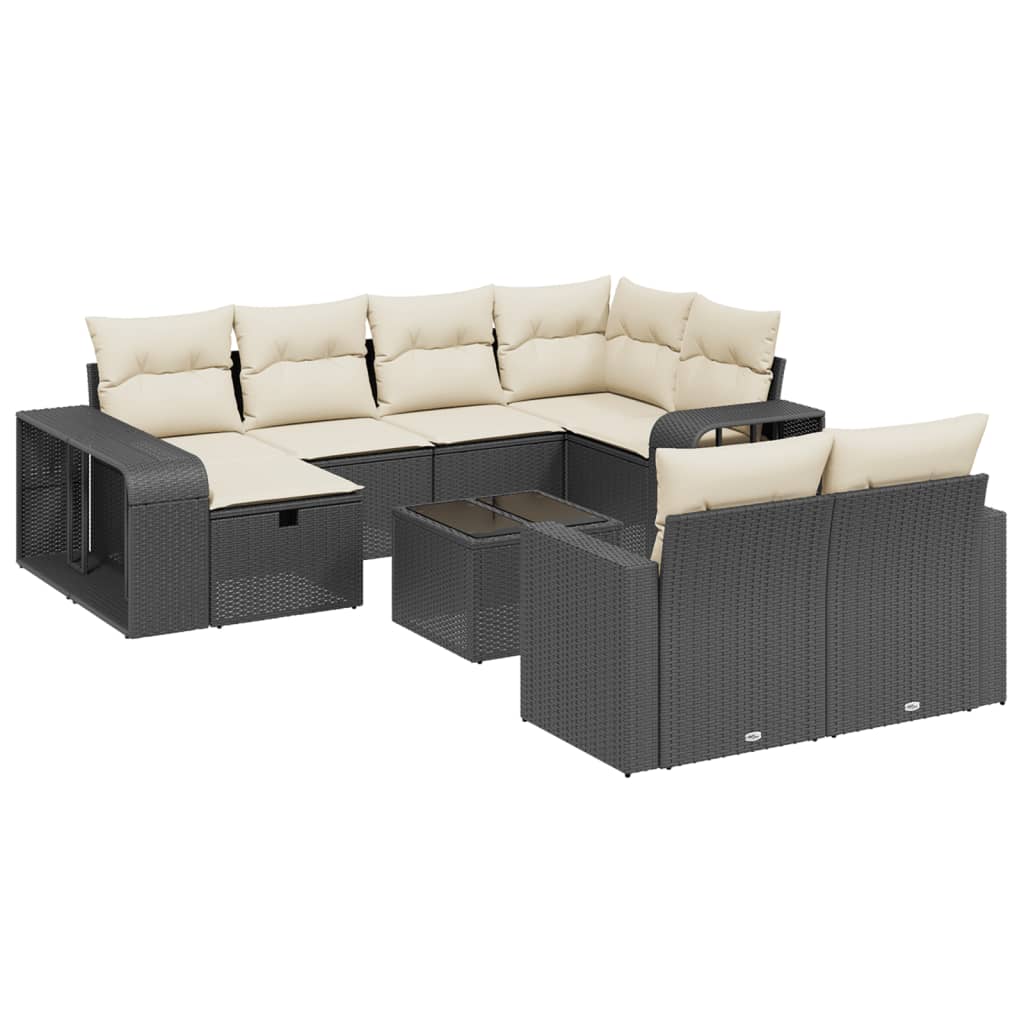 vidaXL Set canapele de grădină cu perne, 11 piese, negru, poliratan vidaXL Set canapele de grădină cu perne, 11 piese, negru, poliratan