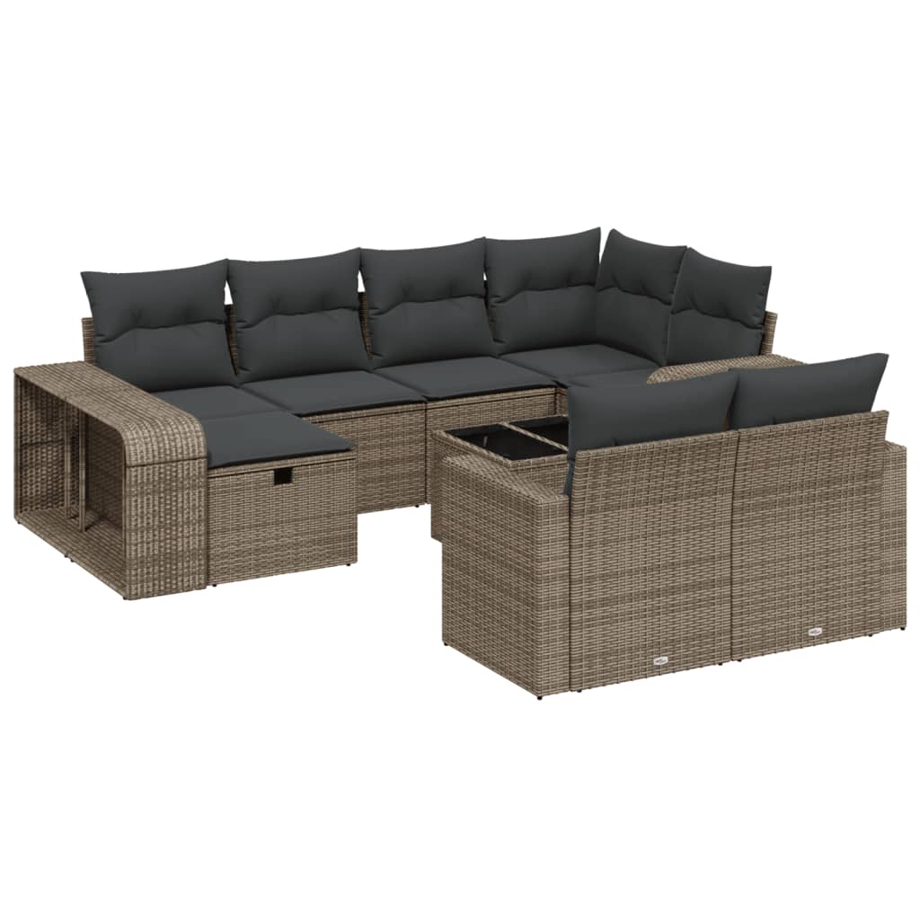 vidaXL Set canapele de grădină cu perne, 11 piese, gri, poliratan vidaXL Set canapele de grădină cu perne, 11 piese, gri, poliratan